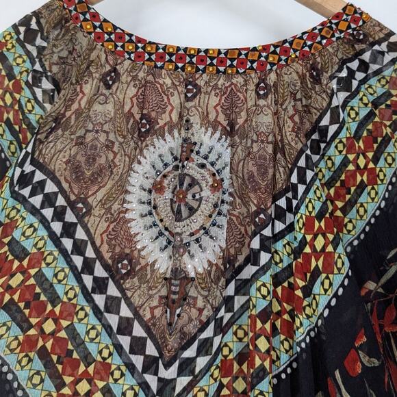 Camilla Long Gathered Panel Maxi Dress Paved In Paisley Size XS Preowned - Picture 6 of 16